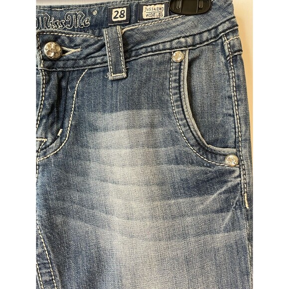 Miss Me Women’s Wide Leg Jean Rhinestone Flare Size 28 Y2K - Picture 4 of 10
